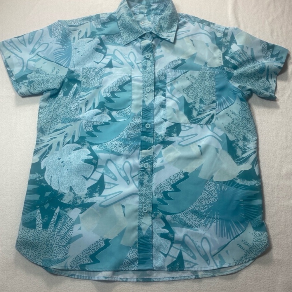Worldwide Sportsman Men's Blue Tropical Print Casual Shirt